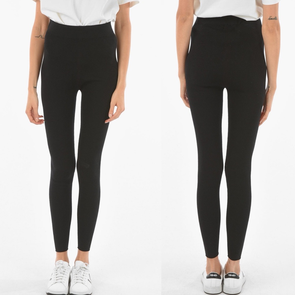 CO Essentials Silk Blend Super High Waisted Ribbed-Knit Jogger Leggings SZ Small